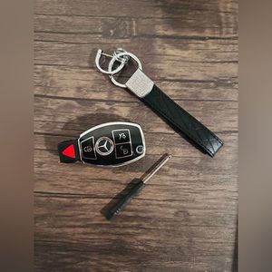 🆕Mercedes Key fob cover and key chain black&silver